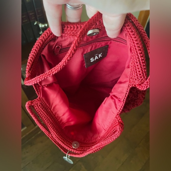 The Sak Original sequin crocheted handbag purse small red EUC - Picture 8 of 9